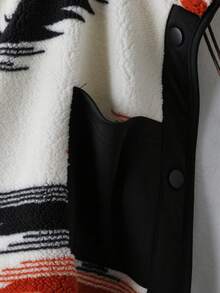Linhara Plus Size Casual Loose Fit Fluffy Long Sleeve Jacket, Autumn/Winter - Black - View 6