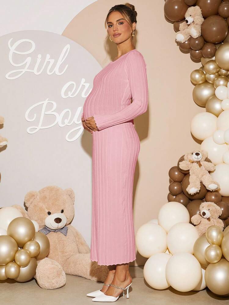 pink sweater maternity dress Alesha Barbie Pink Sweater Dress - DM Exclusive