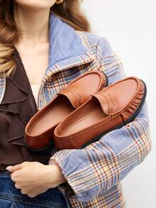 CUCCOO BIZCHIC Women's Casual Slip-On Flat Athletic Sneakers For Christmas - Brown - View 5