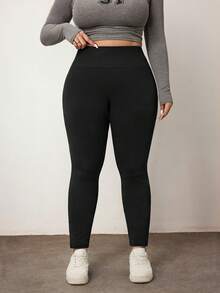 Enliva 3 Packs Women's Plus Size Leggings, Comfortable And Smooth For Yoga, Fitness And Cycling, And Everyday Wear, For Apple Rounded Body Shape, For Body Shape, For Summer - Black - View 4