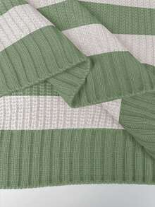 Chiquease Round Neck Long Sleeve Striped Simple Sweater, Casual Daily Wear Knit Pullover Fall Winter Outfit