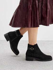 CUCCOO BIZCHIC Women's Fashionable Versatile Commuting Chunky Heel Ankle Boots For Christmas - Black - View 3