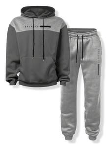 Manfinity Dauomo Set Hoodie dan Celana Panjang Pria dengan Blok Warna - MultiWarna - View 3