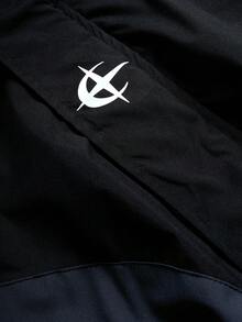 Manfinity Roghcode 加大码男士撞色拼接长袖休闲夹克拉链外套科技风男士防风夹克Y2K夹克男士科技风夹克，宽松，印花，Friends，另类，Friends，街头服饰，男士，慢跑，连帽衫，男士加大码，超大码 - 黑色 - 查看 4