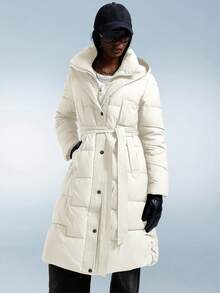 Aveloria GENKIRA 新款修身腰部休闲时尚简约高端拉链连帽绗缝外套 - 白色 - 查看 3