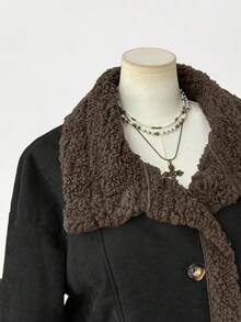 Lyrianda New Elegant Deer Velvet Thermal Lined Reversible Long Sleeve Short Jacket For Women, Thickened Double-Sided Wear Coat - Multicolor - View 6