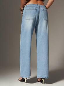 Denimoi Quần Jeans Denim Ống Thẳng Cạp Thấp Quần Jeans Sexy Quần Jeans Sexy Quần Jeans Cạp Thấp Thời Trang - Rửa nhẹ - Xem 2
