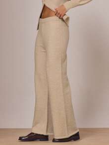 MUSERA Pantalon à jambes larges avec taille élastique, style cottage d'hiver, mignon et confortable, idéal pour les vacances à la campagne - Camel - Voir 3