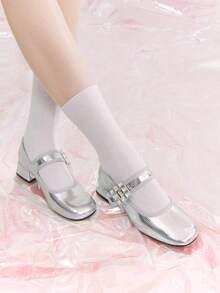Women'S Fashionable Silver High Heel Shoes - Silver - View 9