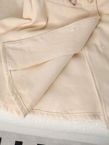 Elladie kids Tween Girls' Elegant, Sweet, Fuzzy Decor Long Sleeve Pearl Button Coat, Lovely Apricot Color, Autumn/Winter