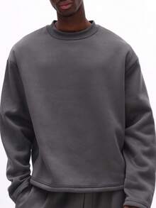 SUMWON Charcoal Crew Neck Sweatshirt And Wide Leg Sweatpants Co Ord Set Oversized Fit Loungewear Winter Comfort Tracksuit Plain - Army Green - View 6