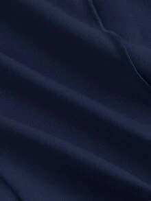 SHEIN MOD 女士纯色立领无袖细条纹束腰优雅晚礼服 - 藏蓝色 - 查看 4
