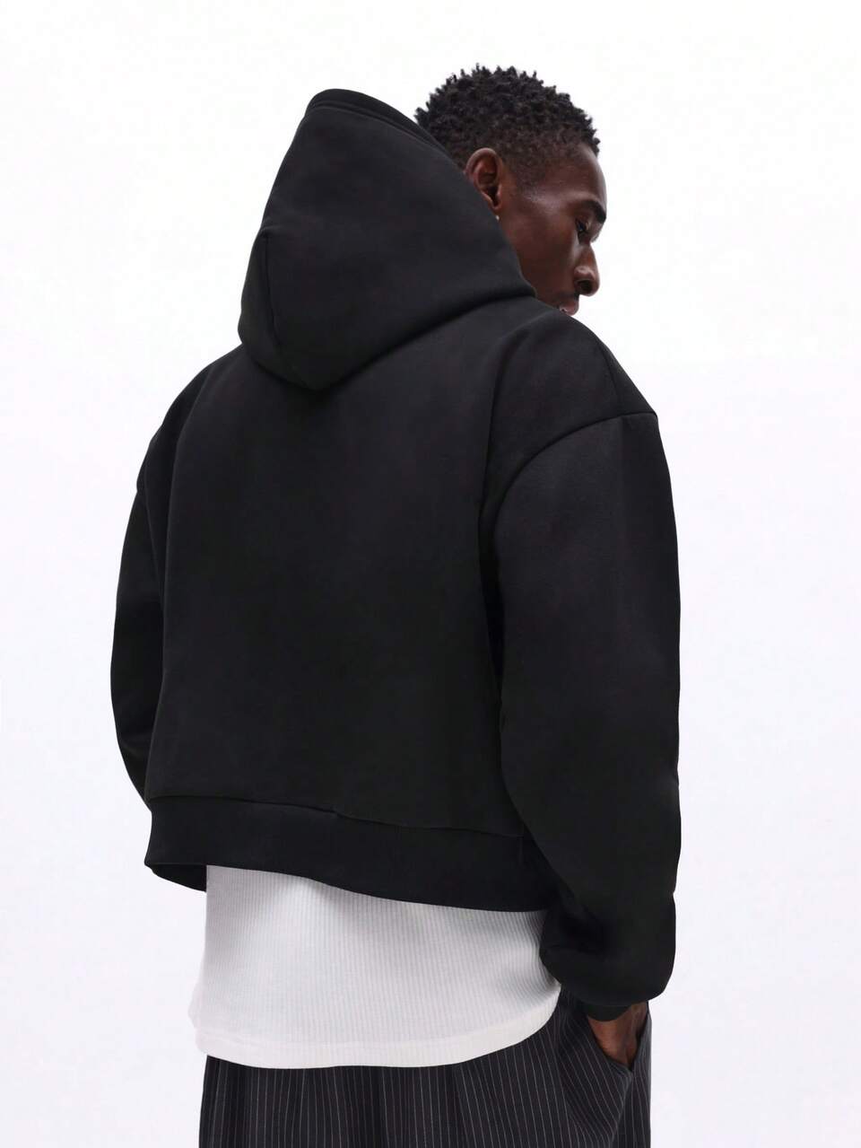 Cropped Overhead Hoodie With Embroidered Logo
