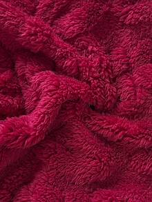 SHEIN Playful Pals 3件套女婴优雅可爱加厚柔软条纹法兰绒亲肤蕾丝边彼得潘领长袖上衣、裤子、蝴蝶结发带三件套 - 酒紅色 - 查看 7