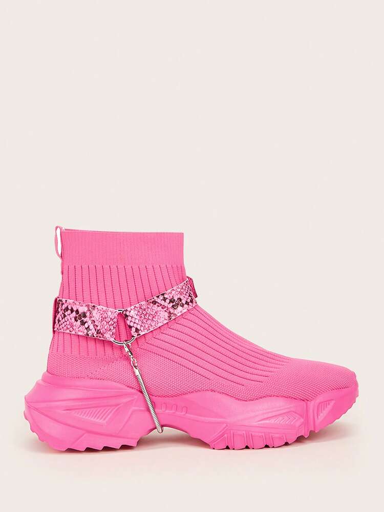 Snakeskin Print High-Top Sock Sneakers Sports Shoes Casual Shoes Tainers