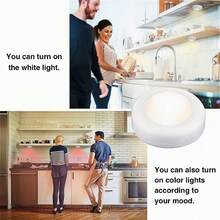3/6 đèn LED tròn, đèn ngủ không dây chạy bằng pin có điều khiển từ xa, đèn gắn tường từ tính dán cho hành lang, phòng tắm, phòng ngủ, tủ bếp, cầu thang, trang trí nhà cửa - Nhiều màu - Xem 9