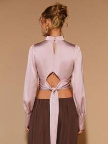 COSMINA Damen elegante Bluse mit Rüschen, Cut-Out, vielseitig für Büro und Alltag Outfit, Herbst/Winter - Altrosa - Übersicht 2