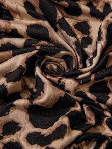 Sylviya 女士豹纹裹胸褶裥下摆松紧腰带时尚休闲派对沙滩上衣，适合春夏秋季及度假穿着 - 彩色 - 查看 5