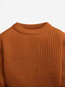 Cozy Pixies Infant Casual Pullover Crew Neck Long Sleeve Sweater - Orange - View 4