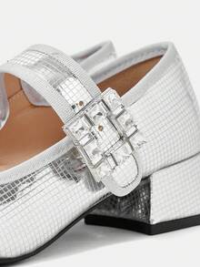 Women'S Fashionable Silver High Heel Shoes - Silver - View 6