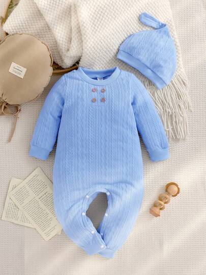 Bekväm lös stickad jumpsuit för spädbarn, höst/vinter