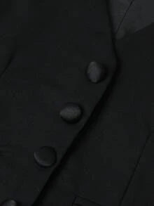 SHEIN 3 件套年轻男孩经典高端披肩领西装套装：夹克 + 背心 + 裤子，适合舞台表演、婚礼花童装、儿童正装 - 黑色 - 查看 7