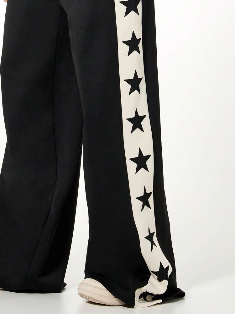 SUMWON Oversized Kontraststar Panel Trainingshose Loungewear Jogginghose mit Seitenstreifen-Detail für den Lässig-Bereich