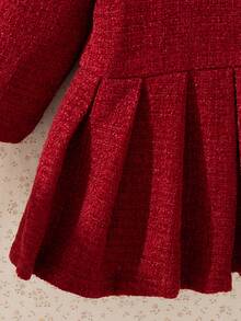 Souflis Souflis Baby Girl Vintage French Style Burgundy Long Sleeve Collared Dress, Suitable For Parties, Outings And Multiple Occasions In Autumn/Winter - Burgundy - View 6