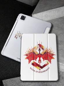 HARRY POTTER X SHEIN 透明亚克力扁平外壳，饰以红色火焰龙字母图案，适用于 iPad Mini 4/ Mini 5/ Mini 6/ Mini 7/Air/Air 2/9.7/10.5/10.2/Air 4/Air 5/10.9/Pro 11/10/2024 Air 11 (M2)/Pro 11 (M4) 2024/Air 11 英寸 (M3) 2025/iPad (A16) 11 英寸第 11 代 2025 款。高透明度保护壳，产品不含触控笔。部分型号在边框内设有内置触控笔插槽。 - 彩色 - 查看 2