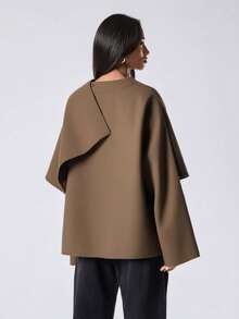 LYSMO 2025 New Arrive Minimalism Women's Winter Camel Color Casual Women Scarf Design Long Sleeve Woolen Coat, Autumn/Winter,Women's Winter Clothes - Camel - View 2