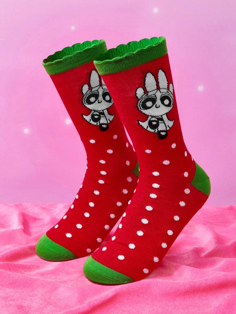 THE POWERPUFF GIRLS X SHEIN Women Crew Socks - Multicolor - View 1