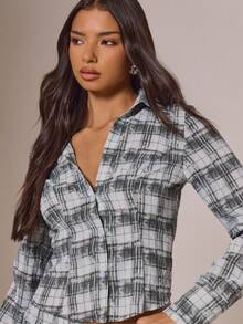 MUSERA Chemise à col en V en maille imprimée à taille cintrée, style cottage core mignon et douillet, idéal pour l'automne, les vacances et la campagne, parfait pour le printemps et l'été - Gris - Voir 2