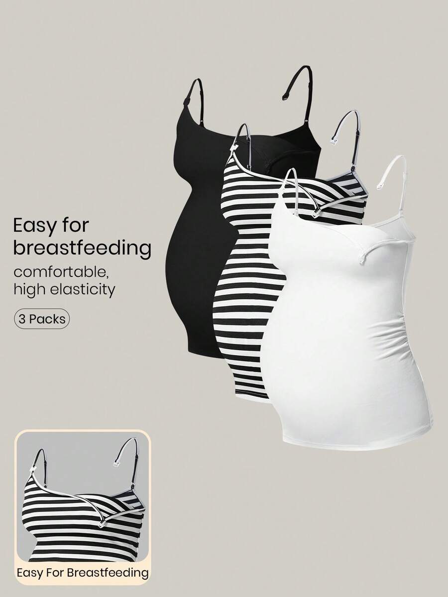 Modmama 孕妇三件套哺乳运动套装：羊毛衬里紧身吊带背心，适合跑步、健身、户外运动、旅行