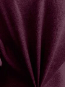 EURMUSE بلوزة وبنطلون قطعتين من الأكريليك بياقة على شكل حرف V وأكمام طويلة مع أزرار من اللؤلؤ - عنابي اللون - مشاهدة 4