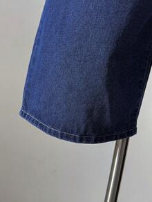 Manfinity EMRG Men's Long Sleeve Hooded Denim Top And Denim Pants Set Going Out Hang Out Party College Vacation - Dark Wash - View 7