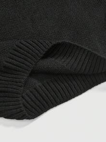 ROMWE Goth Suéter feminino de gola alta em estilo gótico palaciano com bordados de coração, gema, gota de cristal e estrela. - Preto - Ver 5