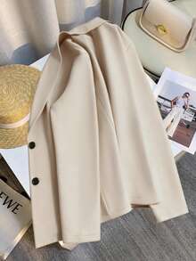 Franclia 女式黑色长袖修身性感西装外套，冬季 - 杏色 - 查看 2