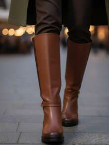 Women Knee-High Boots - Brown - View 3