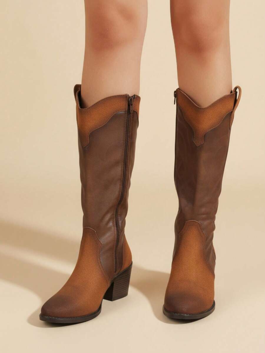 Women Mid-Calf Boots - 棕色 - 查看 1