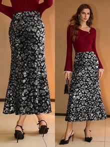 MOTF PREMIUM SEQUINS MERMAID HEM SKIRT - Black - View 7