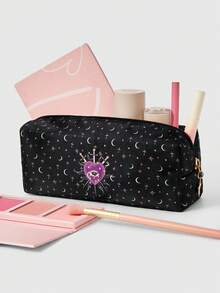 ROMWE Grunge Punk Fashionable Palace Style Eye, Sword, Heart, Star And Moon Pattern Compact Cosmetic Makeup Organizer Bag, Travel Luggage Pouch - Multicolor - View 2