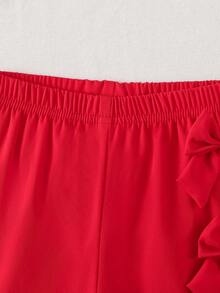 SHEIN 2件套女婴时尚蝴蝶结装饰吊带背心+阔腿裤套装，红色，2026春夏款 - 紅色 - 查看 5