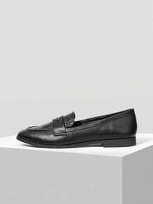 MOTF Zapatos planos de mujer de piel de poliuretano, casuales, cómodos y versátiles - Negro - Ver 4