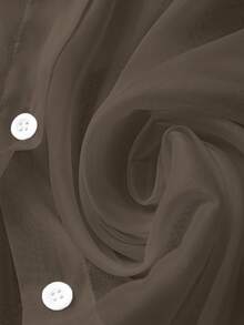 GlowEve CURVE 休闲白色透明衬衫，带蝴蝶结装饰 - 灰色 - 查看 3