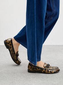 CUCCOO BIZCHIC Women's Leopard Print Metal Decor Casual Loafers - Multicolor - View 3