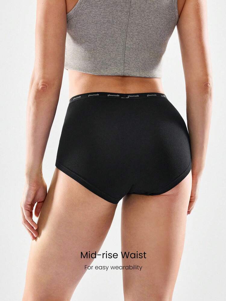 2 Packs Cotton-Blend Forever Cozy Soft Breathable Sweat-Wicking Logo Waistband Mid-Rise Boyshorts Daily Casual Wear