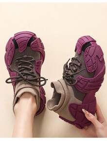 Calzado deportivo para mujer, calzado informal de suela gruesa, calzado de moda - Morado - Ver 1