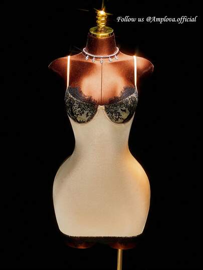 Amplova 女式缎面闪亮迷你连衣裙，撞色罩杯，性感时尚，适合约会、派对、秋冬、新年，仿皮草衬里，可爱