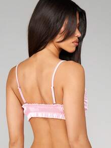 MISSGUIDED Satin Bralette With Ruched Center Detail Smooth Fabric Adjustable Straps Intimate Lingerie Collection