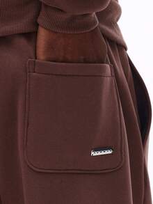 SUMWON Relaxed Fit Zip Through Jacket And Straight Fit Sweatpants Co-Ord Set With Drawstring Waist For Casual Everyday Wear - Brown - View 6